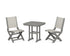 POLYWOOD Coastal Folding Side Chair 3-Piece Dining Set in Slate Grey / Birch