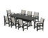 POLYWOOD Coastal 9-Piece Farmhouse Dining Set with Trestle Legs in Black / Birch