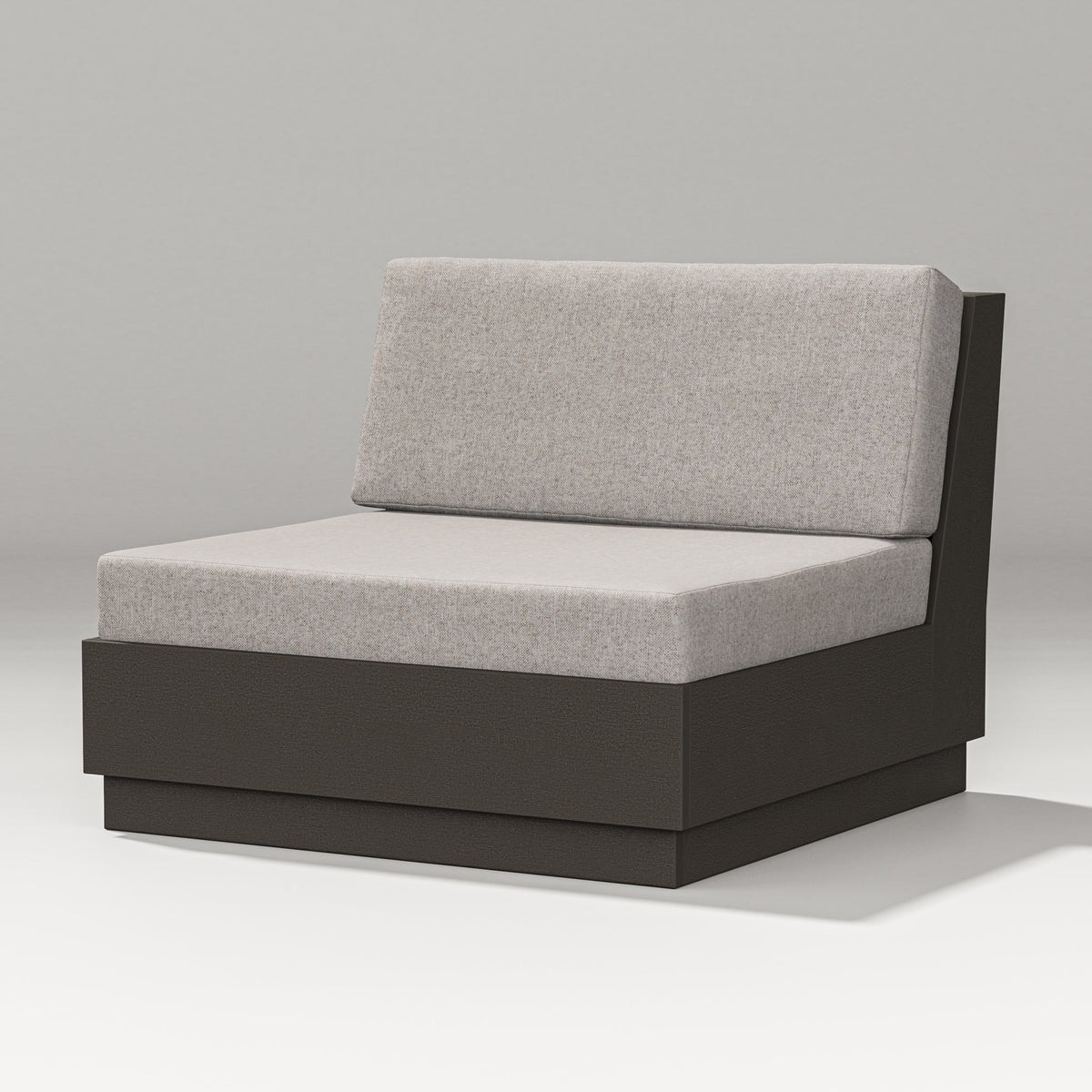 POLYWOOD Elevate Modular Armless Chair in Vintage Coffee / Weathered Tweed