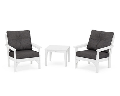 POLYWOOD Vineyard 3-Piece Deep Seating Set in White / Ash Charcoal