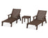 POLYWOOD Captain Chaise 3-Piece Set with Arms in Mahogany