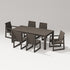 POLYWOOD PW Designer Series Elevate 7-Piece Parsons Table Dining Set with PW Designer Series Elevate Dining Side Chair in Vintage Coffee