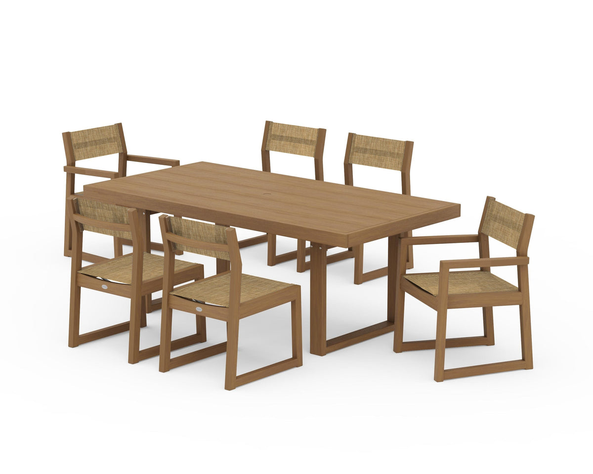 POLYWOOD EDGE Sling 7-Piece Dining Set in Natural / Burlap