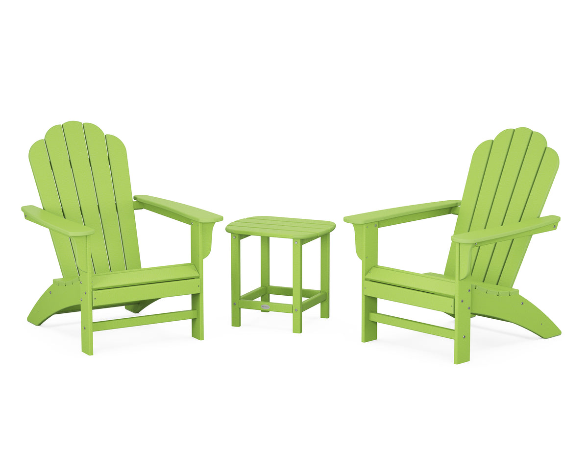 POLYWOOD Country Living Cottage Adirondack Chair 3-Piece Set in Lime