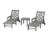POLYWOOD Wovendale 3-Piece Chaise Set with Arms and Wheels in Slate Grey