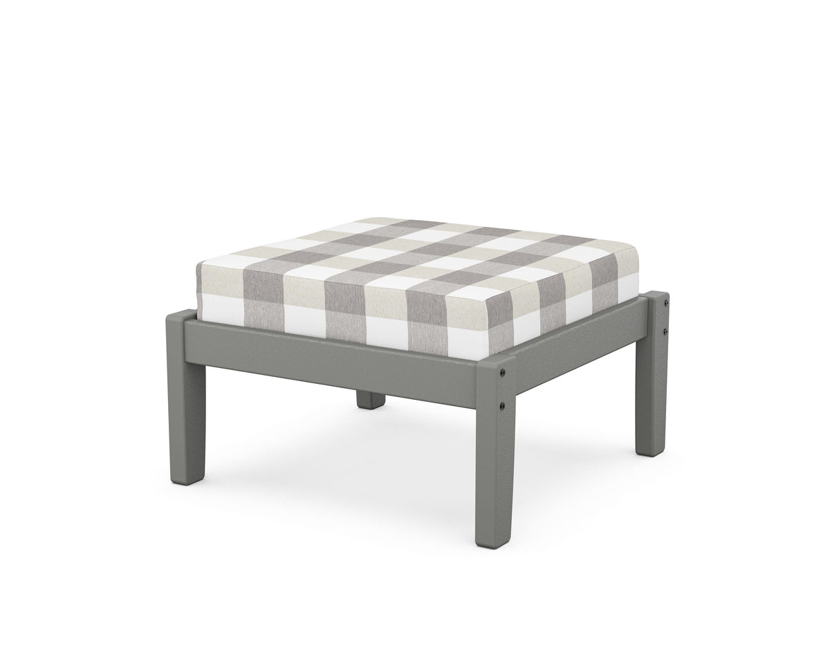 POLYWOOD Deep Seating Ottoman in Slate Grey / Buffalo Plaid Grey Mist
