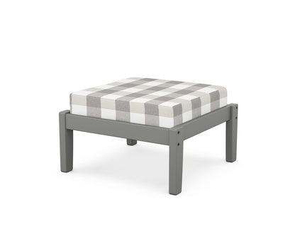 POLYWOOD Deep Seating Ottoman in Slate Grey / Buffalo Plaid Grey Mist