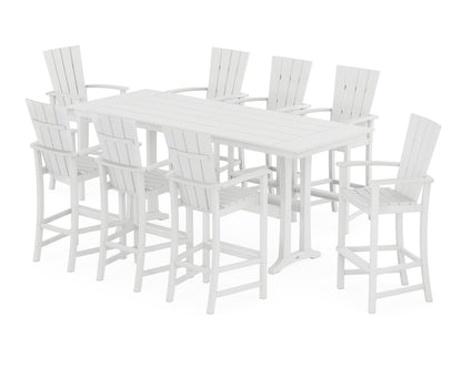 POLYWOOD Quattro Adirondack 9-Piece Farmhouse Bar Set with Trestle Legs in White