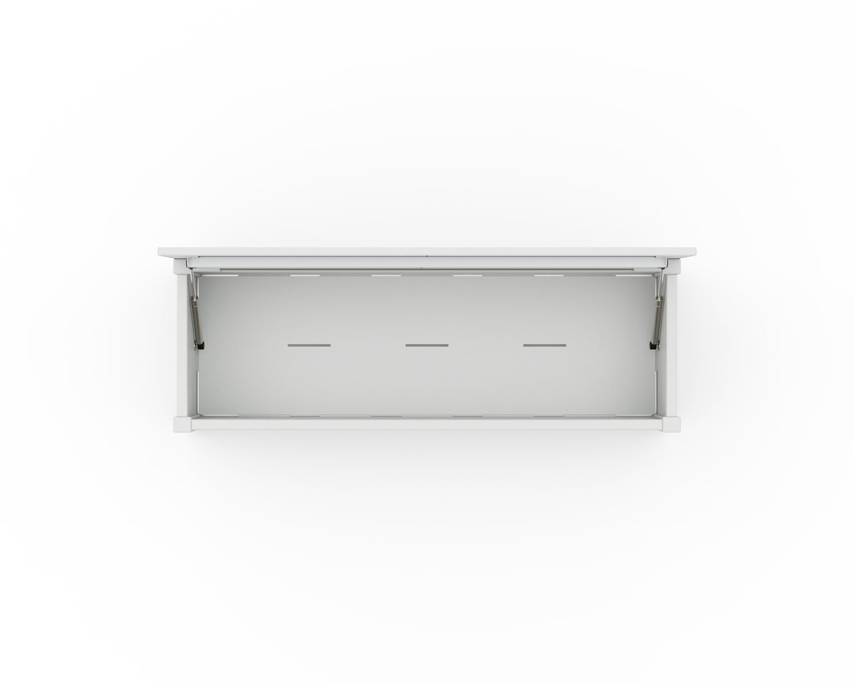 Open-lid view of the POLYWOOD Vineyard 48" Storage Bench interior in White
