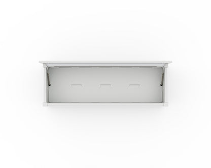 Open-lid view of the POLYWOOD Vineyard 48" Storage Bench interior in White