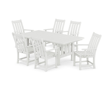 POLYWOOD Vineyard Arm Chair 7-Piece Mission Dining Set in White