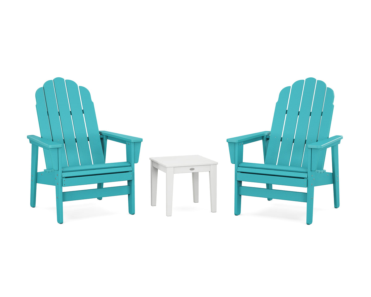 POLYWOOD 3-Piece Vineyard Grand Upright Adirondack Set in Aruba / White