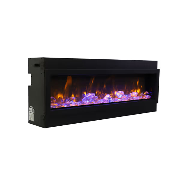 Amantii Deep 72" Electric Fireplace - Black Steel Surround