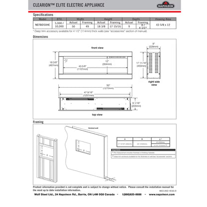 Napoleon CLEARion Elite 50 See-Through Electric Fireplace