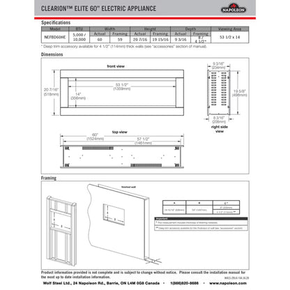 Napoleon CLEARion Elite 60 See-Through Electric Fireplace