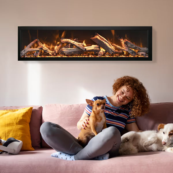Amantii Deep 72" Electric Fireplace - Black Steel Surround