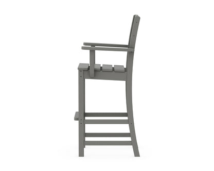 Angled view of the POLYWOOD Lakeside Bar Arm Chair in Slate Grey (2)