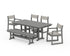 POLYWOOD EDGE Sling 6-Piece Farmhouse Dining Set in Slate Grey / Birch