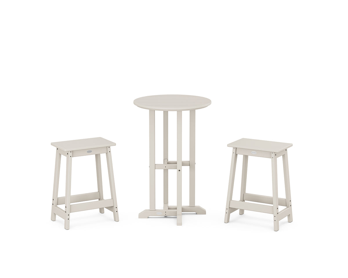POLYWOOD Modern Studio Counter Stool 3-Piece Bistro Set in Sand