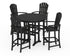 POLYWOOD Palm Coast 5-Piece Round Bar Set in Black