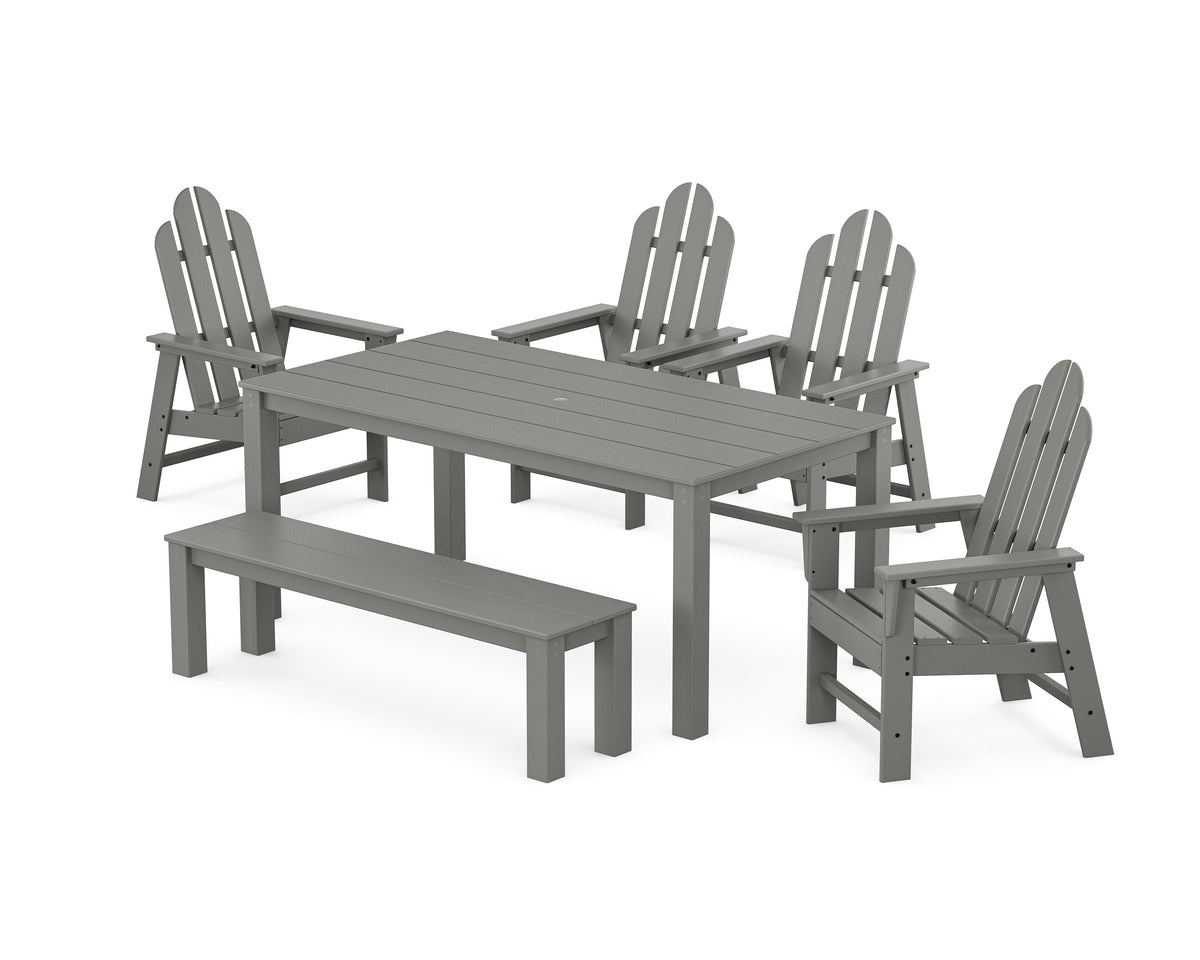 POLYWOOD Long Island 6-Piece Parsons Dining Set with Bench in Slate Grey