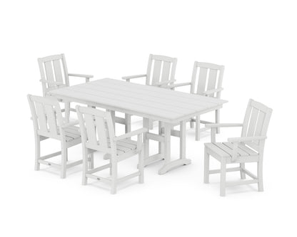 POLYWOOD Mission Arm Chair 7-Piece Farmhouse Dining Set in White