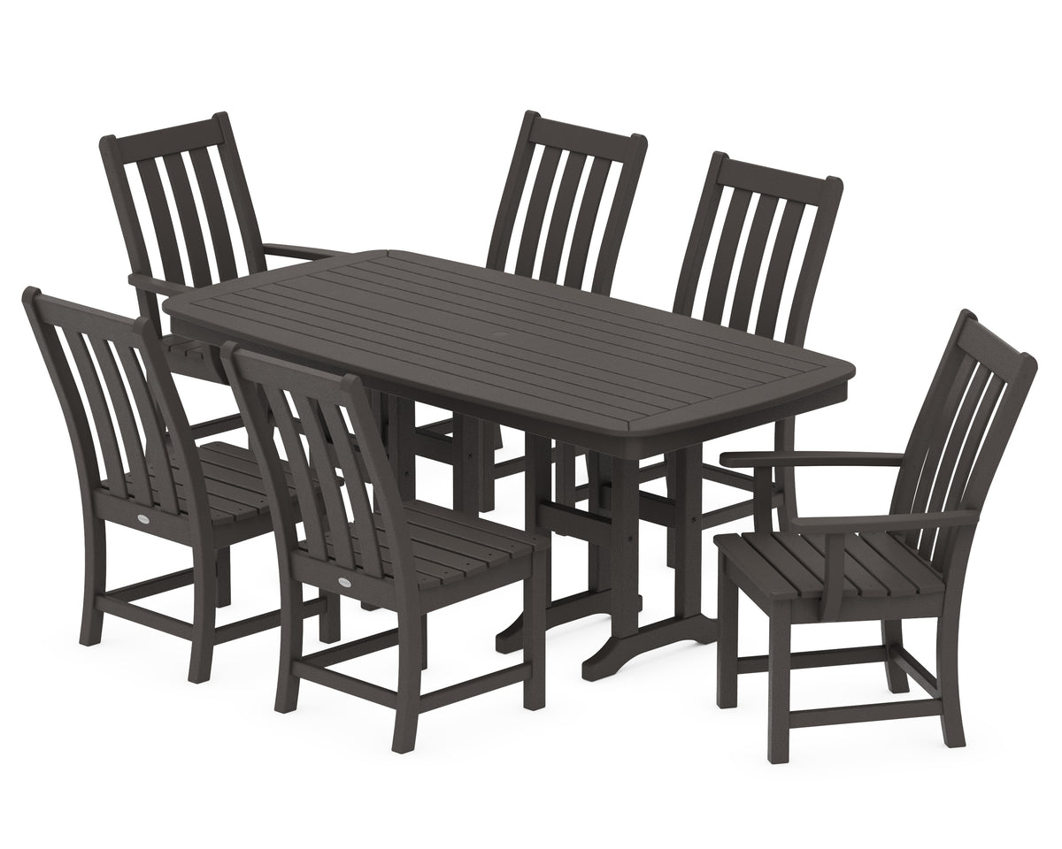 POLYWOOD Vineyard 7-Piece Dining Set - 37" x 72" Table in Vintage Coffee