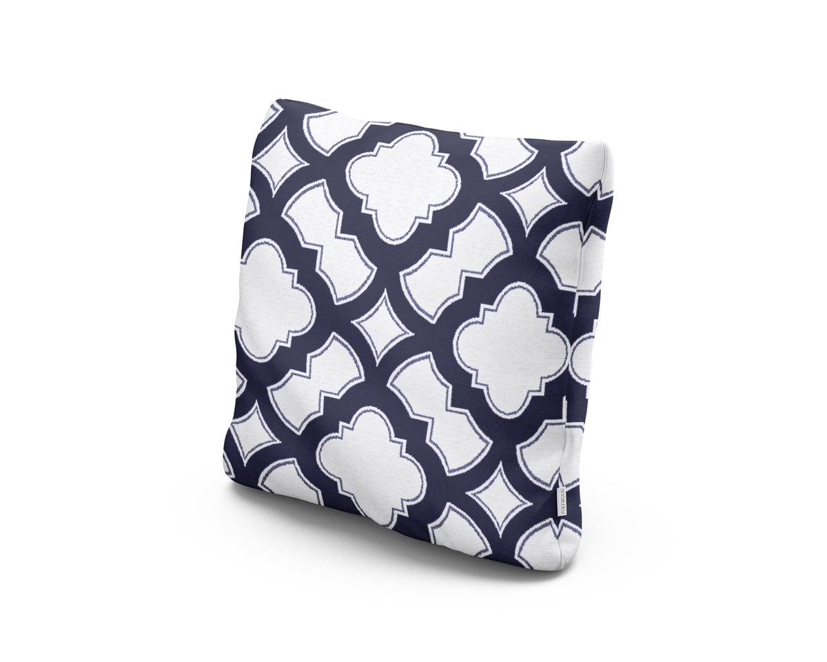 POLYWOOD 18" Outdoor Throw Pillow in Trellis Navy