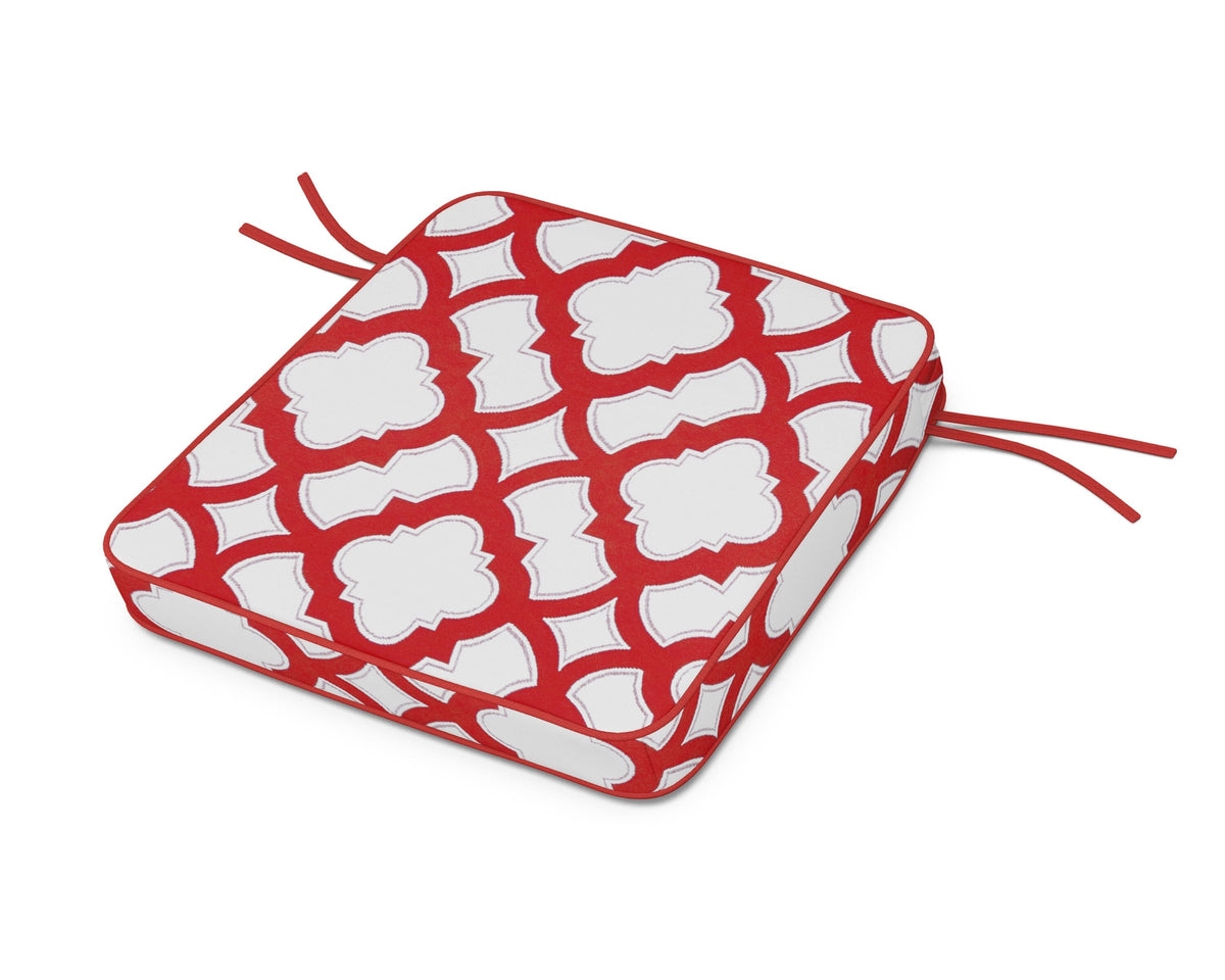 POLYWOOD Acadia Dining Arm Seat Cushion in Trellis Crimson