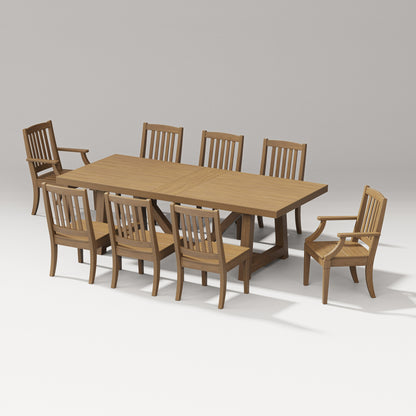 POLYWOOD Estate 9-Piece A-Frame Table Dining Set - 96" Table in Natural