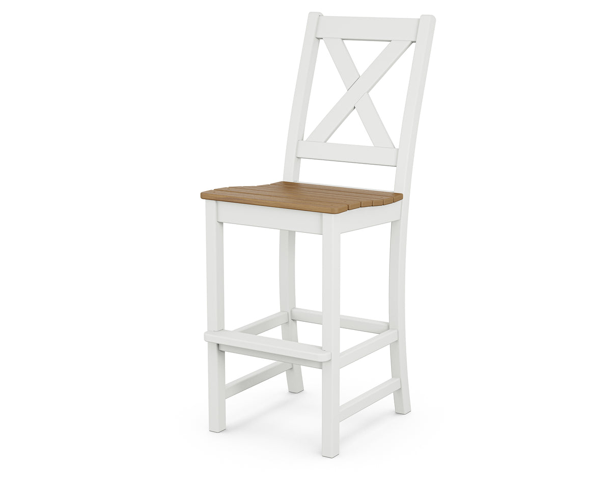 POLYWOOD Braxton Bar Side Chair in White / Natural