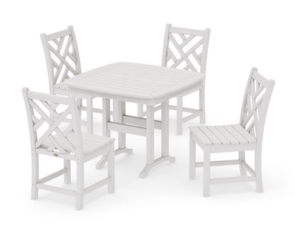 POLYWOOD Chippendale 5-Piece Side Chair Dining Set in Vintage White