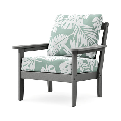 POLYWOOD Cottage Deep Seating Chair in Slate Grey / Leaf Glacier Spa