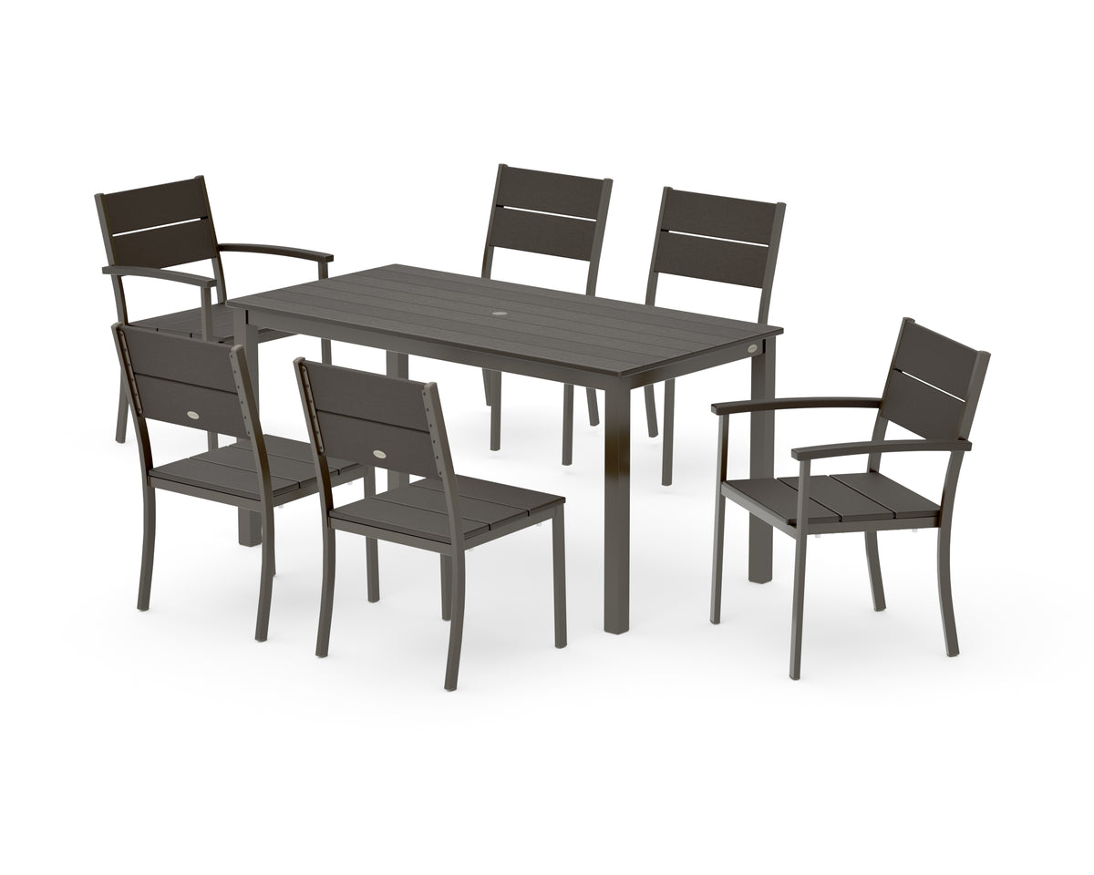 POLYWOOD Main Street 7-Piece Dining Set with Main Street 30 x 60 Dining Table in Bronze / Vintage Coffee