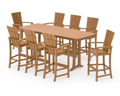 POLYWOOD Quattro Adirondack 9-Piece Bar Set with Trestle Legs in Natural