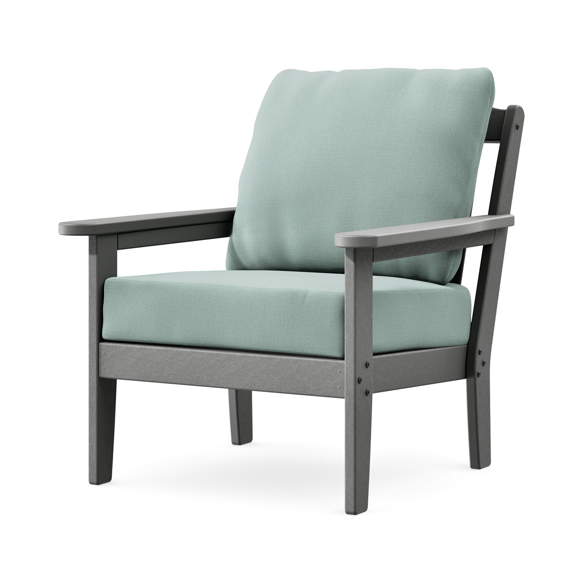 POLYWOOD Cottage Deep Seating Chair in Slate Grey / Spa