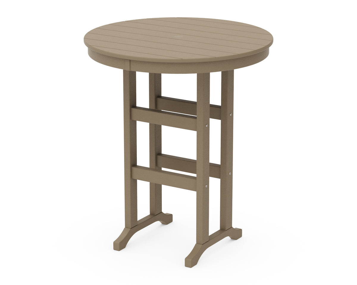 POLYWOOD 36" Round Farmhouse Bar Table in Vintage Sahara