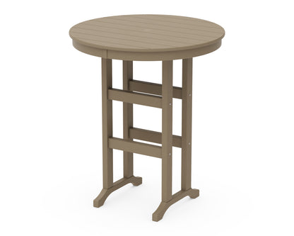 POLYWOOD 36" Round Farmhouse Bar Table in Vintage Sahara