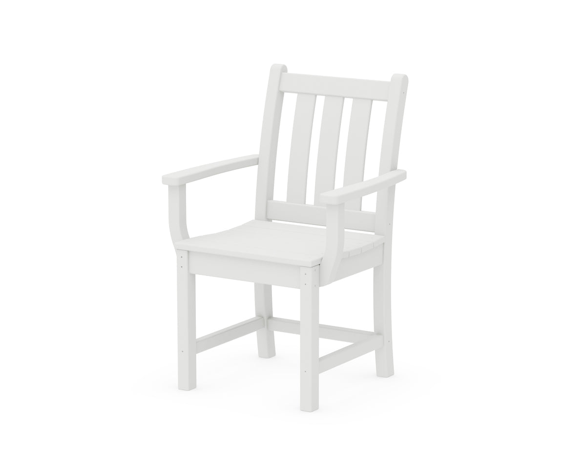 POLYWOOD Traditional Garden Dining Arm Chair in White