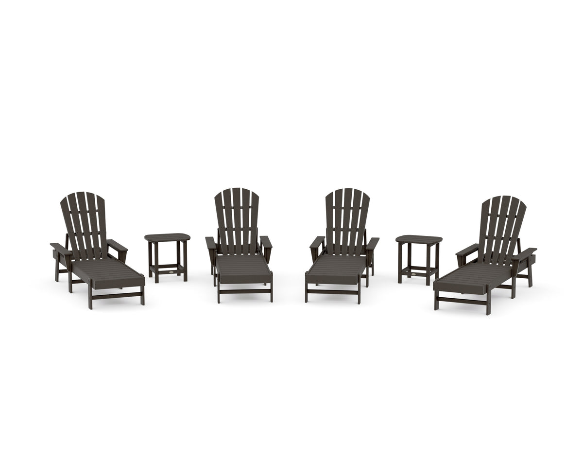POLYWOOD South Beach Chaise 6-Piece Set in Vintage Coffee