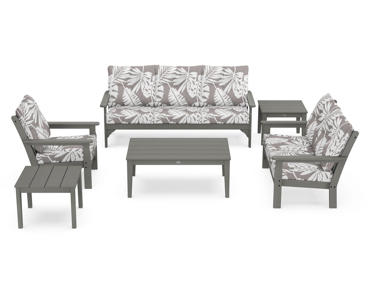 POLYWOOD Vineyard 6-Piece Deep Seating Set in Slate Grey / Leaf Grey Mist