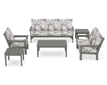 POLYWOOD Vineyard 6-Piece Deep Seating Set in Slate Grey / Leaf Grey Mist