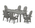 POLYWOOD Vineyard Curveback Adirondack 7-Piece Parsons Swivel Dining Set in Slate Grey