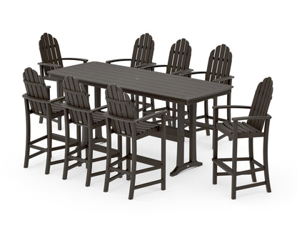POLYWOOD Classic Adirondack 9-Piece Bar Set with Trestle Legs in Vintage Coffee