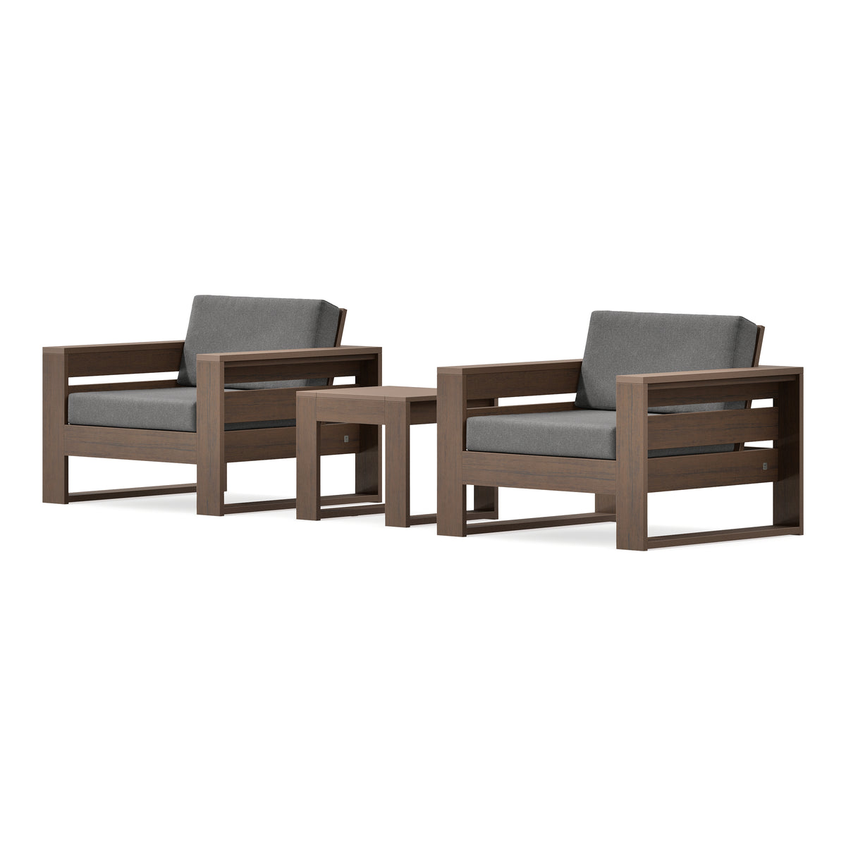 POLYWOOD PW Designer Series Latitude 3-Piece Lounge Chair Set in Kona / Ash Charcoal