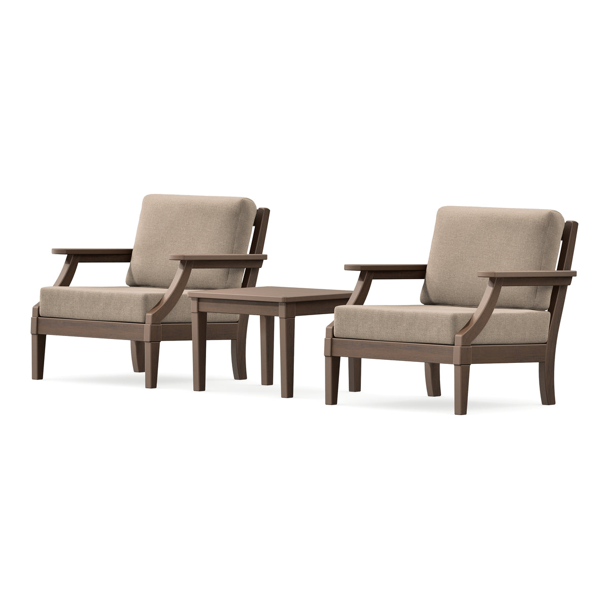 POLYWOOD PW Designer Series Estate 3-Piece Lounge Chair Set in Kona / Spiced Burlap