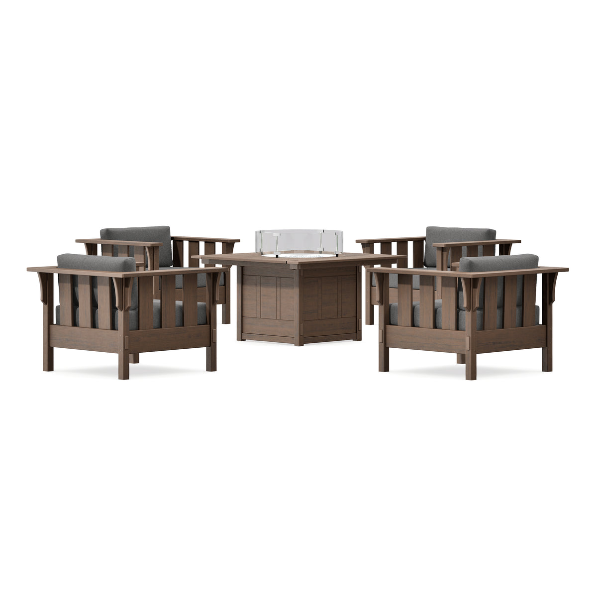 POLYWOOD Acadia 5-Piece Deep Seating Set with Fire Pit Table in Kona