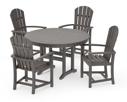 POLYWOOD Palm Coast 5-Piece Round Farmhouse Dining Set in Driftwood