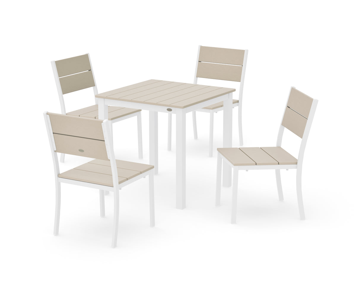 POLYWOOD Main Street 5-Piece Square Dining Set- Small in White / Sand
