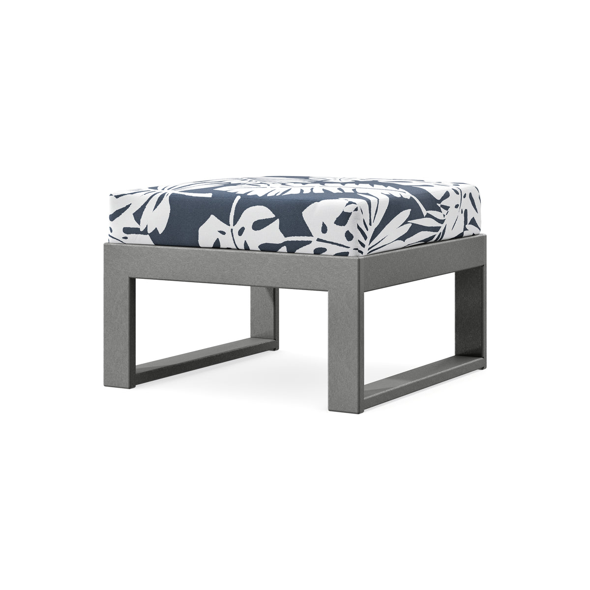 POLYWOOD Modular Ottoman - Modern in Slate Grey / Leaf Marine Indigo